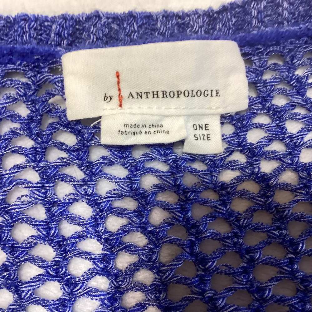 Anthropologie Juillet Cropped Cardigan Sweater OS Blue Boho Coastal Hippie - Picture 3 of 8